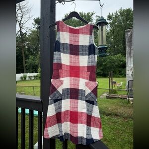 Brooks Brothers Red and White Sleeveless A-Line Midi Dress